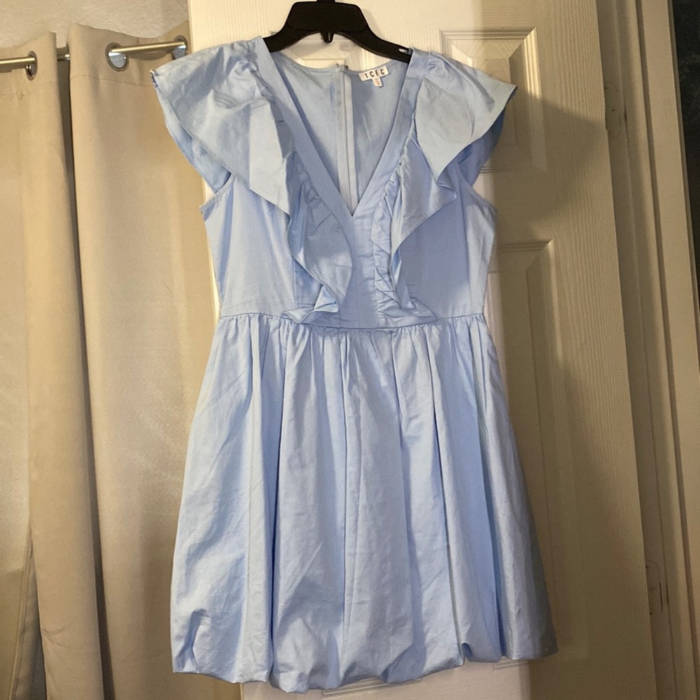 Baby Blue Deep V Cut Dress